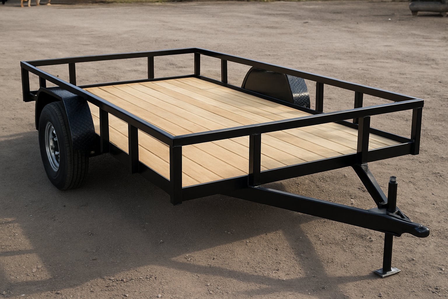 Utility trailer with a freshly welded steel frame